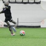Robot Soccer Player Dents Wall with Powerful Kicks
