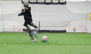 Robot Soccer Player Dents Wall with Powerful Kicks