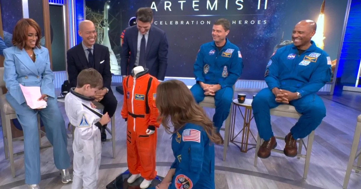 Artemis astronauts discuss burping in space, and a young boy receives a special gift.
