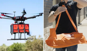 Drone delivers two pizzas quickly
