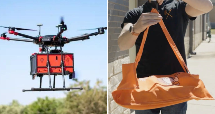Drone delivers two pizzas quickly