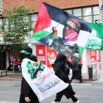 Hamas and Hezbollah flags seen at anti-Israel protest shortly after Mamdani condemns terror plot against Jews