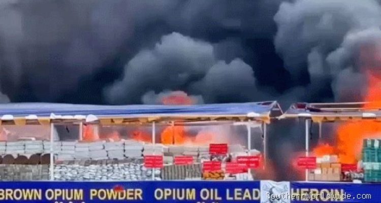 Heroin, meth, and other seized drugs worth $600 million burned in Burma