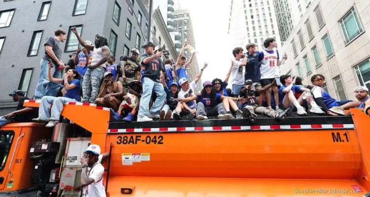 Knicks Fans Scale Vehicles, Many Locked Out of Packed Parade