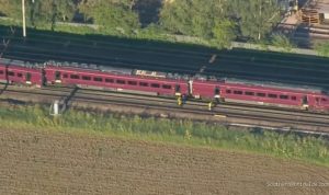 Two-train collision injures passengers amid chaotic emergency response