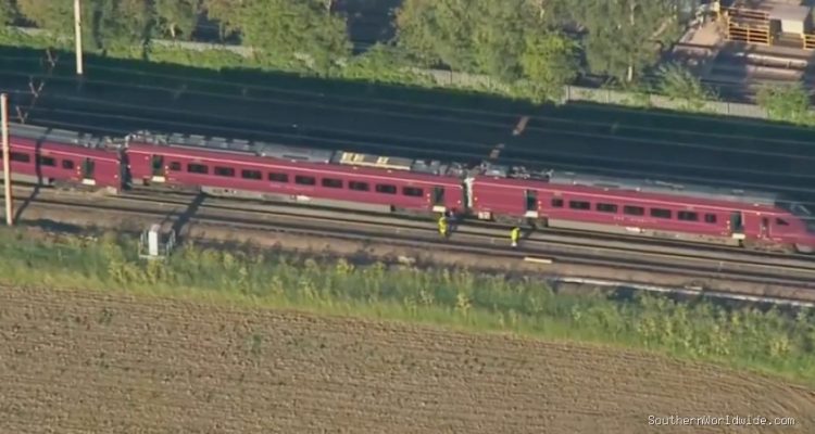 Two-train collision injures passengers amid chaotic emergency response